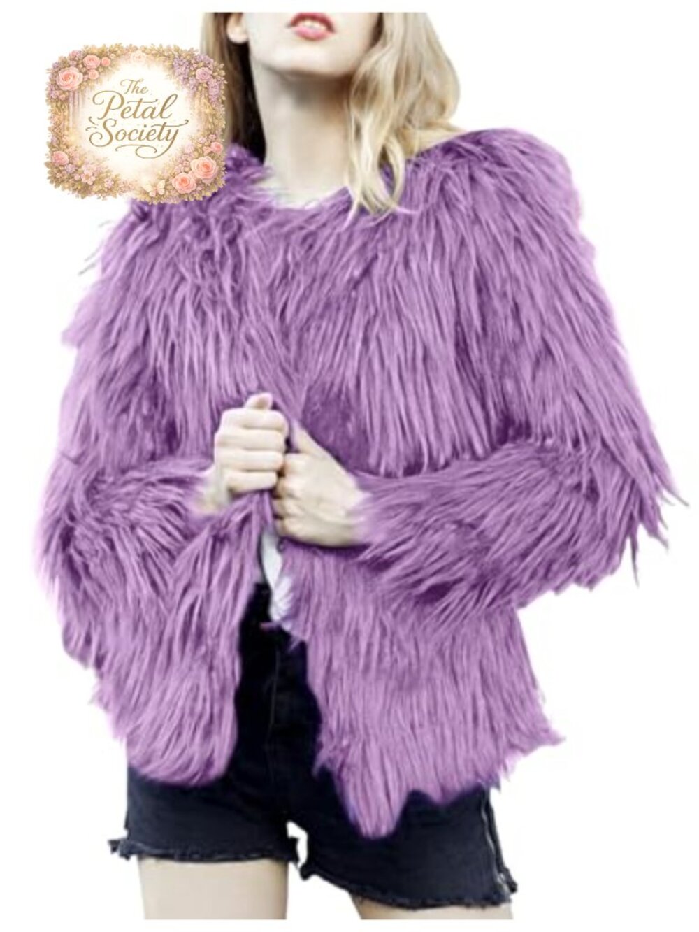 Faux Fur Coat Womens Shaggy Open Front Furry Jacket